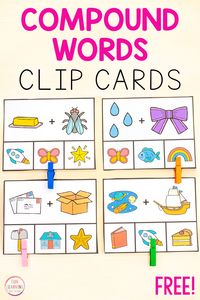 Compound Word Clip Cards Free Printable