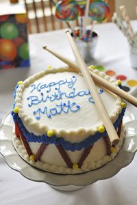 Music-Themed Kid's Birthday Party - Drum Cake                              …