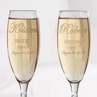 Create lasting Wedding memories with the Wedding Couple Personalized Champagne Flute Set. Find the best personalized wedding gifts at PersonalizationMall.com