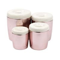 Vintage Pink Kitchen Anodized Aluminum Kromex Canisters Set