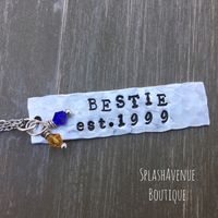 Excited to share this item from my #etsy shop: Hand Stamped friendship necklace- choose your date- choose your bead color- silver chain- bestie necklace - best friend necklace