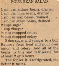 vintage bean recipe | Four Bean Salad Recipe Clipping – Vintage | RecipeCurio.com