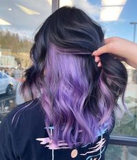 Purple Balayage Underlayer for Black Hair