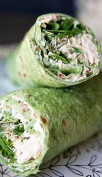 Chicken, Spinach & Cream Cheese Tortilla Wraps!! (all but the sprouts, for me...otherwise sounds delicious)