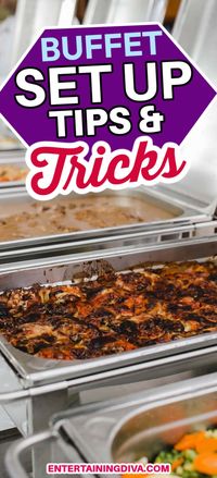 These tips for how to set up a buffet are awesome! Learn the best serving dishes to use, the table layouts that work the best and what shouldn't be on the buffet tables to make the buffet go smoothly for your party, event or wedding dinner