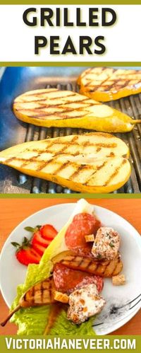 This easy grilled pears recipe is so delicious. You can use ripe or under-ripe pears. All you need to do is add a little oil or melted butter to sliced pears and grill or griddle cook them on a very hot grill or griddle pan. They're so easy and really versatile! You can enjoy grilled pears with a salad, as a side dish or even as part of dessert (they're so good topped with a scoop of caramel ice cream!) Another idea is sprinkling on some sugar and spice or adding other flavors, although it's fair to say pears have their own distinctive and wonderful taste. I often make this grilled pears recipe and present them with goat's cheese, lettuce, strawberry slices and perhaps some candied pecans, walnut halves or even a few croutons. Drizzle over some balsamic glaze and you're all set - enjoy!