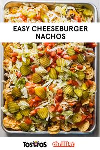 If nachos and a cheeseburger had a baby, this recipe would be it. Featuring #Tostitos Bite Size Rounds and lots of cheese. This recipe was developed by Eddie Sanchez and Thrillist.