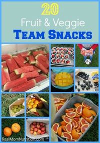 20 Fruit & Veggie Team Snacks--not into sports, but I LOVE these real food snack ideas, especially for going out on errands.