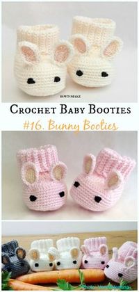 Bunny Booties Crochet Free Pattern - Baby #Booties; Free #Crochet; Patterns