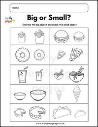 Practice identifying big and small objects with this free worksheets from My Learning Pages. Download on the blog now.