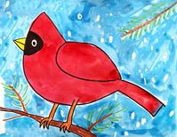 How to Draw a Cardinal: Step-by-Step Pencil & Watercolor Art Project for Kids