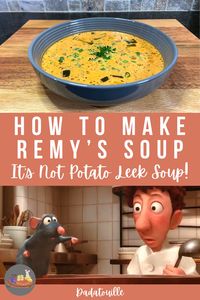 The soup from Ratatouille that Remy fixes is not potato leek soup! In this video I give some reasoning why and show my version of the recipe! I believe it is a more accurate recreation. I hope you enjoy!