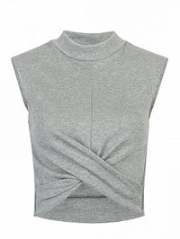 Shop Gray Wrap Front Ruched Detail Tight Crop Top from choies.com .Free shipping Worldwide.$12.9