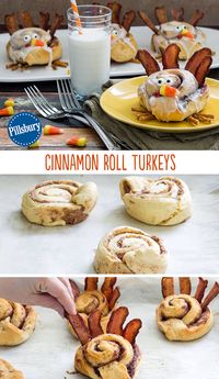 Start a new Thanksgiving morning tradition with Cinnamon Roll Turkeys! These fun creations are the perfect breakfast to put a smile on your kid's face. Plus, everyone will gobble, gobble them up!