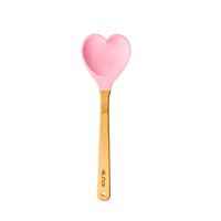 Descriptio Silicone Spoon in Heart shape in Pink color. Sold individually. The scraper heads is made of sturdy silicone which is tolerant to high temperatures - at the same time the silicone is soft and will not scratch any surface. Check out our entire range of kitchen utensils that will cover your every need. Details Material: Silicon and wood handle Color: Pink Collection: AW22 Handling Instructions: BPA free, Food safe, Not microwave safe, Not dishwasher safe Width: 9cm (3.54 inches) Height: