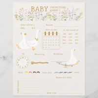 Watercolor Goose Duck Wildflower Baby Shower Wishes for Baby Predictions Game