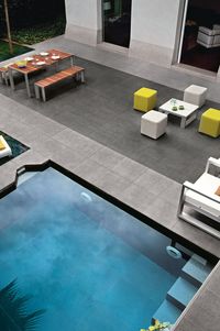 For low maintenance flooring with a lava stone effect, then go no further. Basaltina offers a fantastic range of modern grey tiles. Despite its minimal appearance, Basaltina provides a neutral background to set off any residential or commercial design scheme. Specifically, kitchens, bathrooms, hallways, offices and other larger spaces. Plus, the Basaltina collection offers 12mm thick pavers for outside areas and pool surrounds. #basaltina #pooltile #antislip #greytile #reedharris