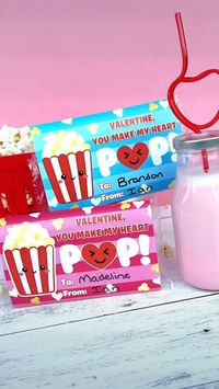 Perfect favor for class treats/ school valentines exchange. Super easy to wrap over microwave popcorn and personalize!