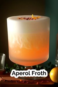 Indulge in the luscious Aperol Froth cocktail, a delightful blend of gin, Aperol, and lemon juice, topped with a velvety egg white foam. Perfect for any occasion! 🍹✨ #CocktailRecipe #AperolCocktail #GinDrink #RefreshingCocktail