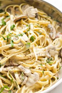 Creamy Vegan Garlic Mushroom Pasta - Amy Le Creations