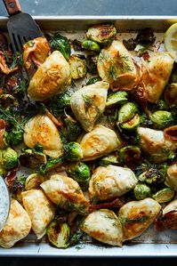 Sheet-Pan Pierogies With Brussels Sprouts and Kimchi Recipe - NYT Cooking