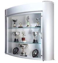 Wall mounted cabinet for displaying trophies and awards
Features white centre panel with anodised aluminium sides
Ideal for mounting at eye level for effective display
Ideal for smaller areas
Secure, locking PETG door
2 glass display shelves
Strong and durable construction
Heavy duty wall fixings included
Dimensions W1200 x D250 x H1000mm
10 year product guarantee