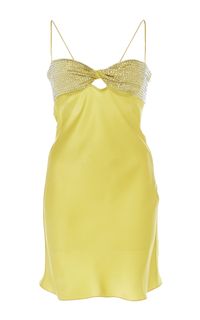 Alessandra Rich - FW19 | Crystal bandeau cutout yellow silk satin mini dress ($1,200)