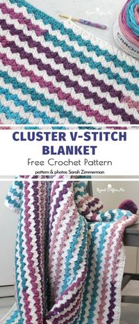 Cluster V-Stitch Blanket Free Crochet Pattern