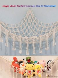 Bird in Bag - Handcrafted Large Mesh Toy Organizer - Hanging Stuffed Animal Hammock with Bead Lace Detailing, Ideal Corner Storage Shelf for Plush Toys, Stuffed Animal Network, and Small Plushies. Perfect Stuffed Animal Storage Solution for Girls Playrooms, Bedrooms, and Common Areas (Extra Large Size)