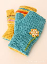 ~inspiration~ knit reversible fingerless mitts