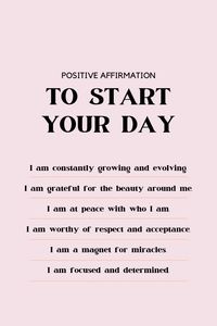 🌟 Kickstart your morning with affirmations that inspire positivity and optimism! 💖 Set the stage for a great day ahead by affirming your worth, strength, and resilience. 🌸 With these empowering words, you'll cultivate a mindset of abundance and attract positivity into your life. ✨