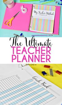 The Ultimate Teacher Planner is a set of free 2020-2021 teacher planner printables that has over 30 pages of calendars, lesson planning pages, binder covers, schedule planning (for elementary and high school), and more!