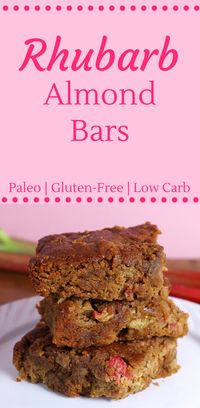 These Rhubarb Almond Bars are the perfect sweet treat! They are paleo, gluten-free, low carb, and they have a sugar-free option!