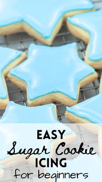 This easy sugar cookie icing recipe is make with simple pantry staple ingredients and is easy enough for beginners. Great for spreading and piping sugar cookie decorating ! #sugarcookieicing #easyrecipe