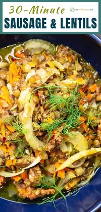 Loads of flavor with very little effort! This quick Italian-style sausage and lentils is hearty in the best way possible, and you'll love the layers fo flavor from delicious aromatics.