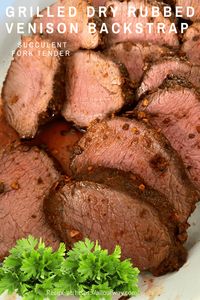 Venison Backstrap or loin doesn't take much for it to be a delicious cut of meat. It's very tender so it just needs a bit of seasoning. We used lots of pepper and herbs to coat the outside and quickly grilled it to seal the delicious juices inside. The special wild game dry rub can be used on any meat.