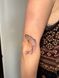 Handpoked trout fish tattoo