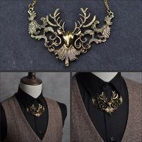 Add a touch of nature-inspired elegance to your formal attire with our Stag of the Wood Necklace. This beautiful emblem is available in antique gold or silver, creating a timeless look which invokes European heraldry and Black Forest hunting lodges. Whether you're looking to impress at a formal event or add a subtle touch of personality to your casual outfit, this necklace is sure to make a statement.