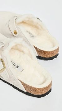 Birkenstock Boston Shearling Clogs In Antique White/Antique White | Editorialist