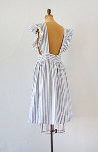 vintage 1940s blue striped seersucker pinafore dress - Click Image to Close