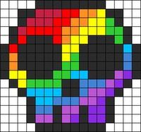 Rainbow Skull Perler Bead Pattern / Bead Sprite