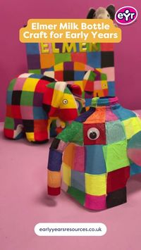 Children will love creating their own Elmer by recycling old milk bottles and adding their own patchwork colours! Try this simple classroom DIY alongside literacy lessons in Early Years. 🐘 Great for summer crafts and preschool art to express creativity in EYFS! Need fresh activity ideas and free downloads for early years? Look no further! Our website is a treasure trove of resources for you to explore 🌟 From fun crafts to educational resources, we've got you covered!