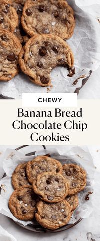 All the delicious flavor of banana bread in a soft, chewy, moist as can be banana chocolate chip cookie. You’ll love EVERYTHING about these banana bread cookies from their indescribably soft texture to how easy they are to make.