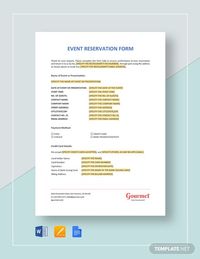 Instantly Download Reservation Form Template, Sample & Example in Microsoft Word (DOC), Google Docs, Apple Pages Format. Available in A4 & US Letter Sizes. Quickly Customize. Easily Editable & Printable.