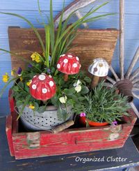 Garden Junk Jello Mold Toadstools www.organizedclutterqueen.blogspot.com