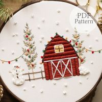 PDF Pattern 6 Christmas Barn Step by Step Beginner Embroidery Pattern With Youtube Tutorials - Etsy