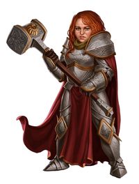 Female Dwarf Paladin Knight Fighter with Warhammer - Pathfinder PFRPG DND D&D 3.5 5th ed d20 fantasy