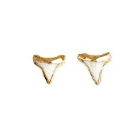 Fossilized shark tooth stud earrings, 18k gold plating with surgical steel posts.