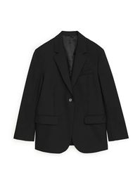 Oversized Wool Hopsack Blazer - Black - ARKET WW