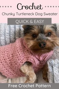 Keep your pup stylish and warm with this free crochet pattern for a dog sweater. Featuring a cozy turtleneck and chunky yarn, this quick and easy project is perfect for small dog breeds and puppies. The simple design is perfect for fall and winter pet clothes, and the included tutorial makes it easy to follow along.